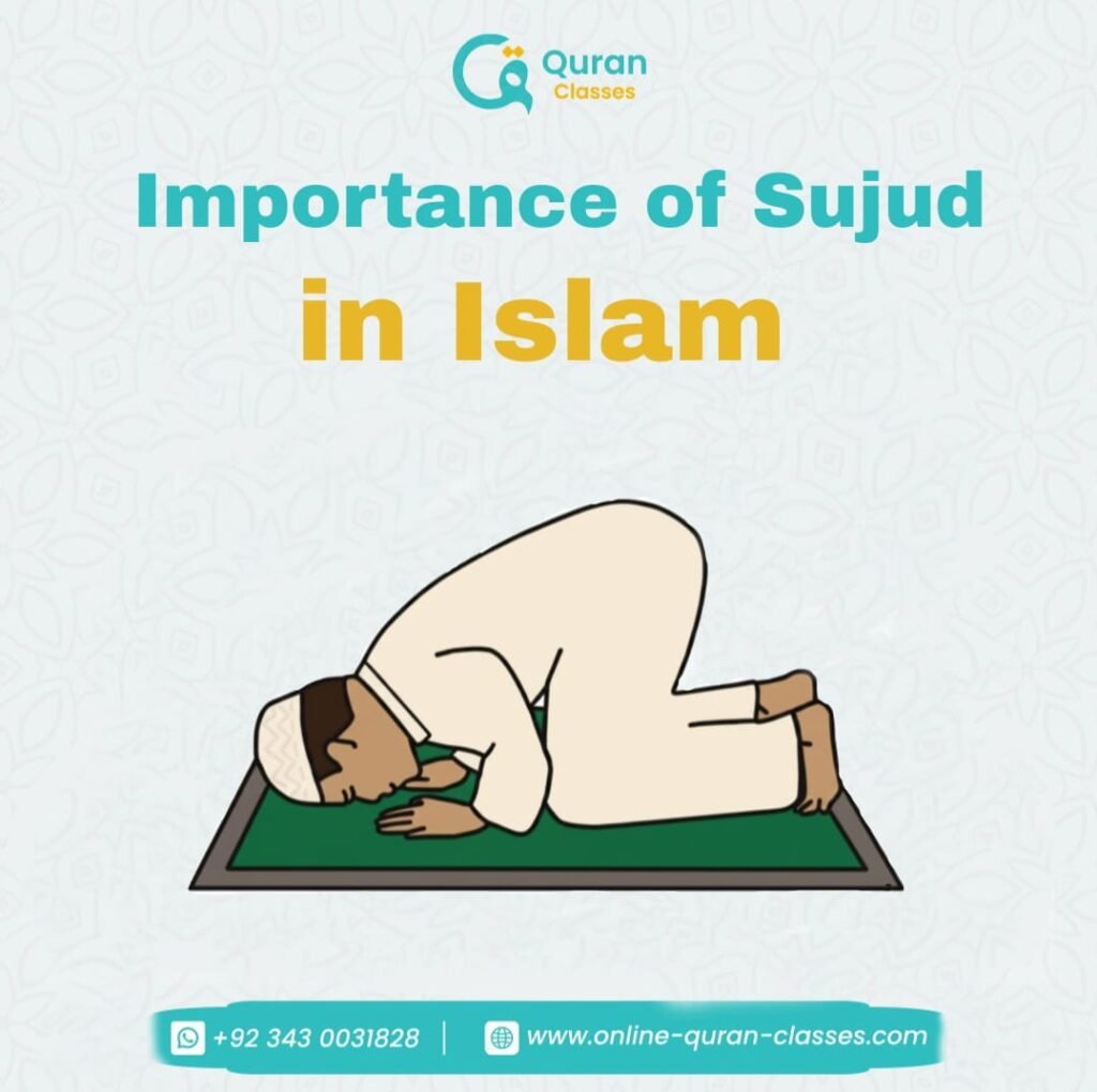 Muslim performing sujud (prostration) in prayer, emphasizing its spiritual importance in Islam