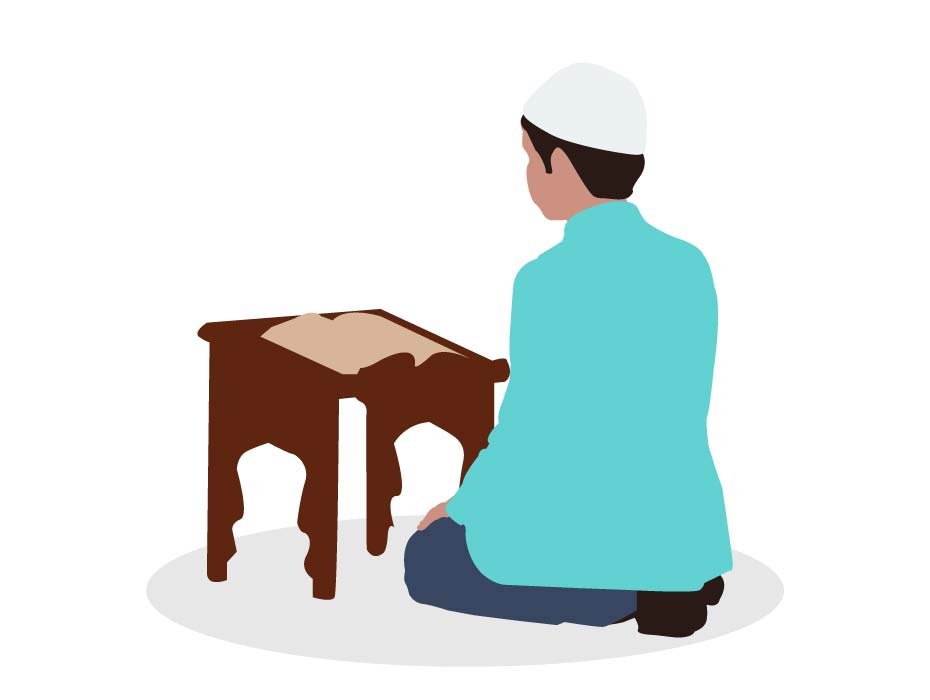 Banner promoting online Quran learning with expert tutors, featuring a student studying with a Quran online
